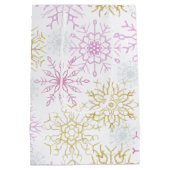 Mousserende roze snowflakes medium cadeauzakje (Achterkant)