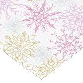 Mousserende roze snowflakes medium tafelloper (Hoek)
