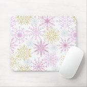 Mousserende roze snowflakes muismat (Met muis)