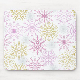 Mousserende roze snowflakes muismat