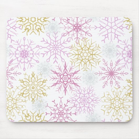 Mousserende roze snowflakes muismat (Voorkant)