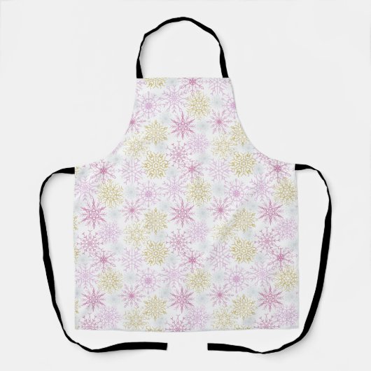 Mousserende roze snowflakes schort (Voorkant)
