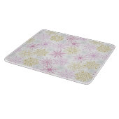 Mousserende roze snowflakes snijplank (Hoek)