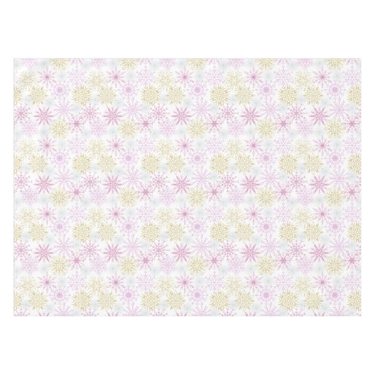 Mousserende roze snowflakes tafelkleed (Voorkant (Horizontaal))
