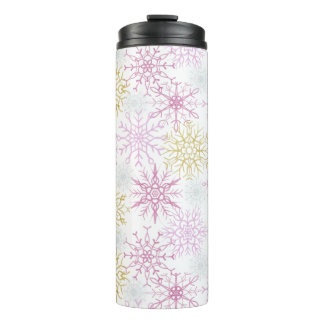 Mousserende roze snowflakes thermosbeker