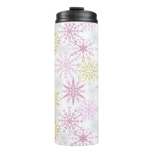 Mousserende roze snowflakes thermosbeker (Voorkant)
