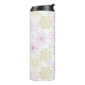 Mousserende roze snowflakes thermosbeker (Gedraaid links)