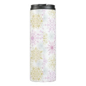 Mousserende roze snowflakes thermosbeker (Achterkant)