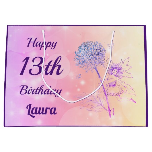 Mousserende roze ventiel 13e verjaardag groot cadeauzakje (Voorkant)