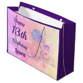 Mousserende roze ventiel 13e verjaardag groot cadeauzakje (Voorkant Gekanteld)