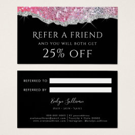 mousserende roze verwijzingskaart visitekaartje