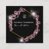 Mousserende roze zeep Bubble Beauty Salon Square B Vierkante Visitekaartje (Voorkant)