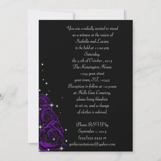 Mousserende Rozen Moderne Gothic bruiloft Kaart (Voorkant)
