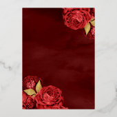 Mousserende rozen Quinceanera Gold Folie Uitnodiging (Achterkant)