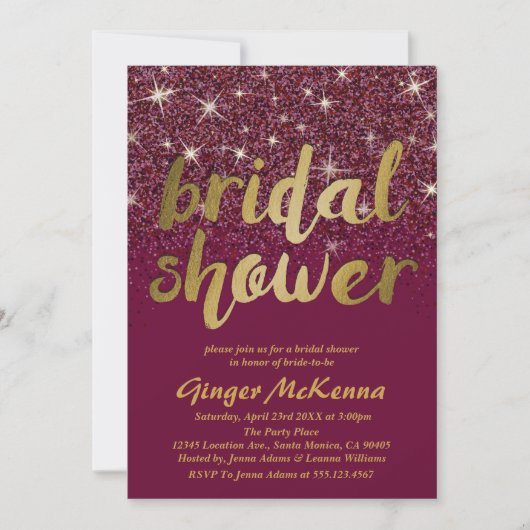 Mousserende ruby Bridal Shower-uitnodigingen Kaart (Voorkant)