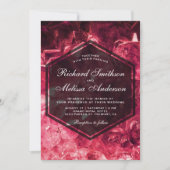 Mousserende Ruby Red Edelsteen bruiloft uitnodigin Kaart (Voorkant)