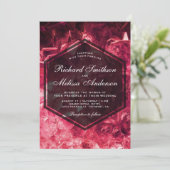 Mousserende Ruby Red Edelsteen bruiloft uitnodigin Kaart (Staand voorkant)