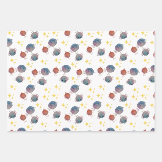 Mousserende schattige melkvogels inpakpapier vel (Voorkant 3)