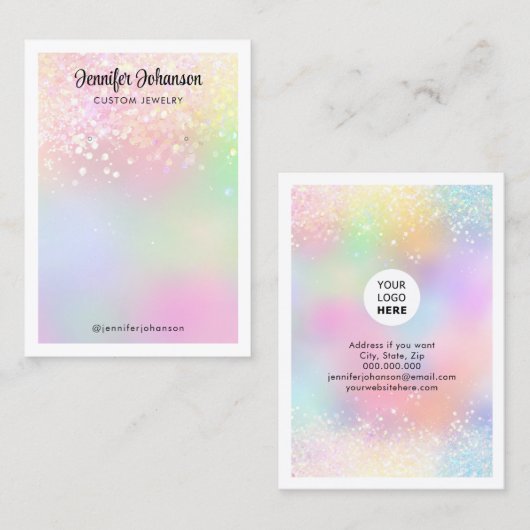 Mousserende sieraden, regenboog visitekaartje (Voorkant / Achterkant)
