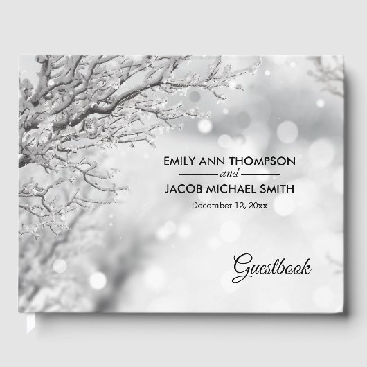 Mousserende sneeuw en ijswinterweddenschap gastenboek (Voorkant)