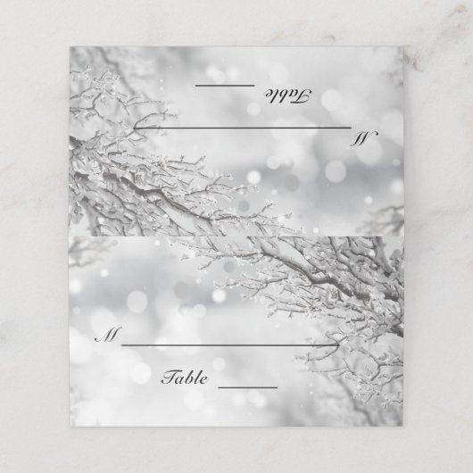 Mousserende sneeuw en ijswinterweddenschap gevouwe plaatskaartje (Buitenkant ongevouwen)