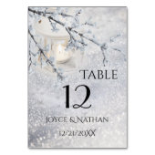 Mousserende Sneeuw Winter Trouwtafel Nummer Kaart (Voorkant)