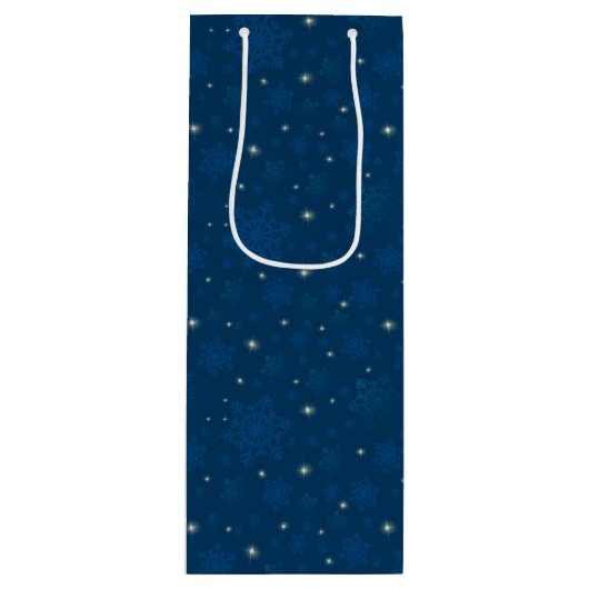 Mousserende snowflakes en starlight wijn cadeautas (Voorkant)