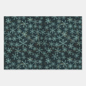 Mousserende Snowflakes White Blue in Black Night S Inpakpapier Vel (Voorkant 2)