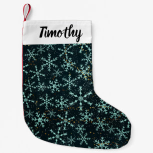 Mousserende Snowflakes White Blue in Black Night S Kleine Kerstsok