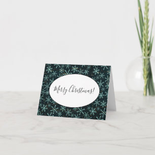 Mousserende Snowflakes White Blue in Black Night S Notitiekaartje