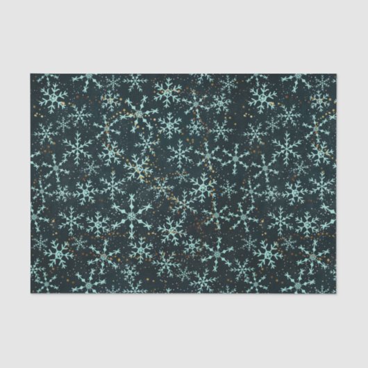 Mousserende Snowflakes White Blue in Black Night S Tissuepapier (Voorkant)