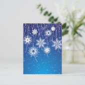 Mousserende snuitvlokken op blauw briefkaart (Staand voorkant)