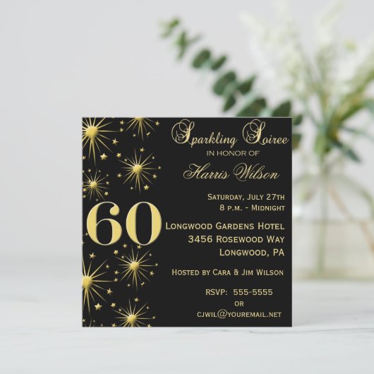 Mousserende Soiree 60e verjaardag Kaart (Staand voorkant)