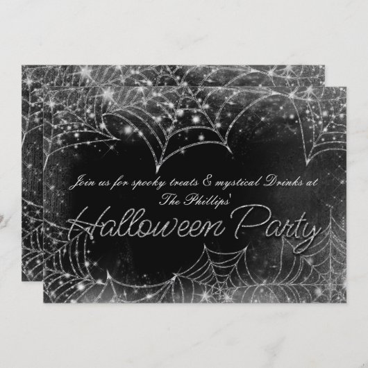 Mousserende spiderwebs Halloween Party Invitations Kaart (Voorkant / Achterkant)