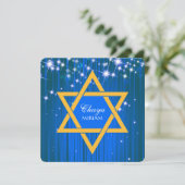 Mousserende ster van David Bat Mitzvah Kaart (Staand voorkant)