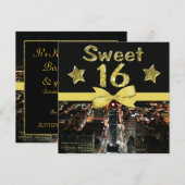 Mousserende sterren Sweet 16 in stadslichten Kaart (Voorkant / Achterkant)