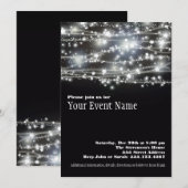 Mousserende sterren Uitnodiging van de Zwarte en W (Voorkant / Achterkant)