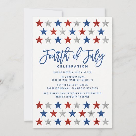 Mousserende sterren | Vierde van juli Uitnodiging (Voorkant)