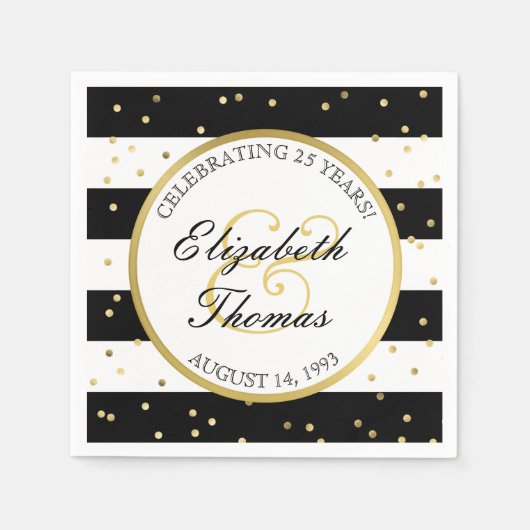 mousserende strepen | 25ste bruiloft Jubileum Servetten (Voorkant)