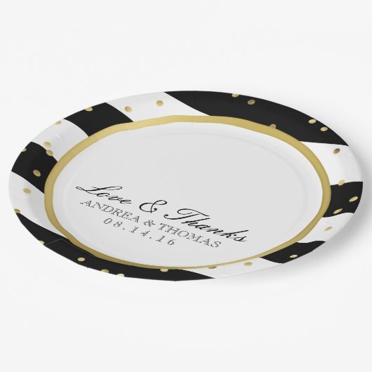 Mousserende strepen | Elegante bruiloft Borden Papieren Bordje (Gekanteld)