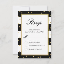 Mousserende strepen | Elegante bruiloft RSVP-kaart RSVP Kaartje