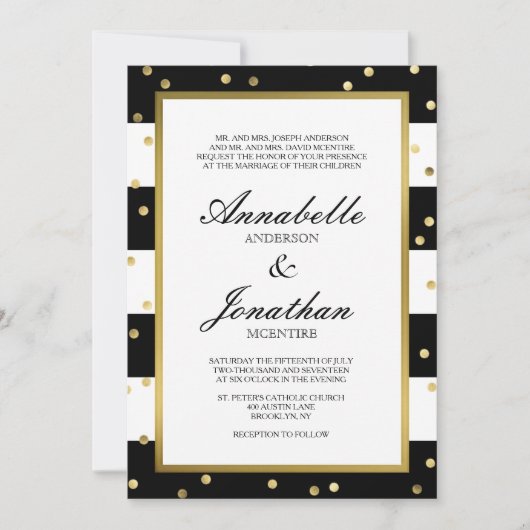 Mousserende strepen | Elegante bruiloft uitnodigin Kaart (Voorkant)