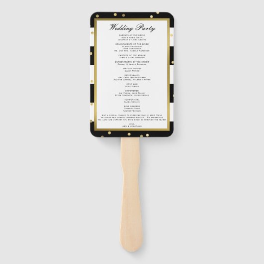 Mousserende strepen | Modern trouwprogramma Handwaaier (Achterkant)