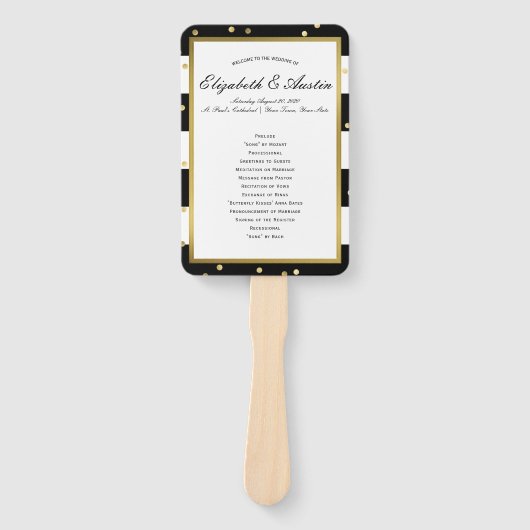 Mousserende strepen | Modern trouwprogramma Handwaaier (Voorkant)