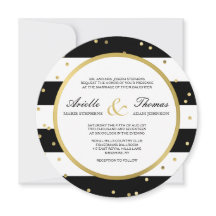 Mousserende strepen | Ronde bruiloft uitnodiging