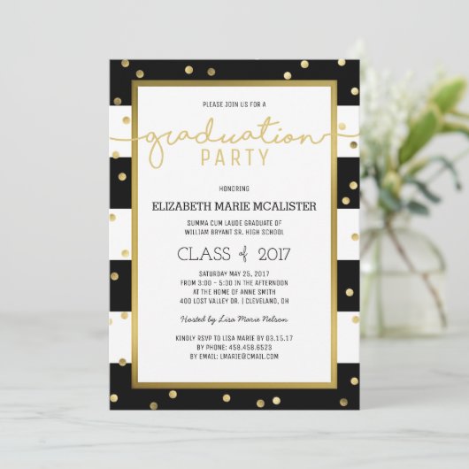 mousserende strepen | Uitnodiging voor afstudeerfe (Staand voorkant)