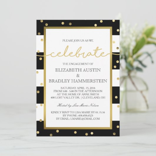 Mousserende strepen | Uitnodiging voor de Verlovin (Staand voorkant)