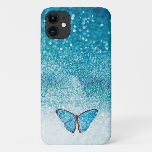 Mousserende turquots met vlinder Case-Mate iPhone case (Achterkant)