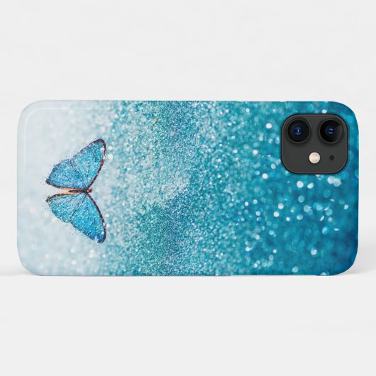Mousserende turquots met vlinder Case-Mate iPhone case (Achterkant (horizontaal))