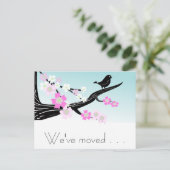  mousserende vogelkersen bloesems aankondigingskaart (Staand voorkant)